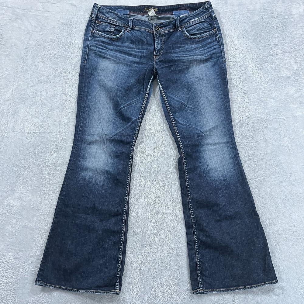 Silver Jeans Womens 36x33 Blue Aiko Bootcut Low Rise Y2K Stretch Denim Whiskered